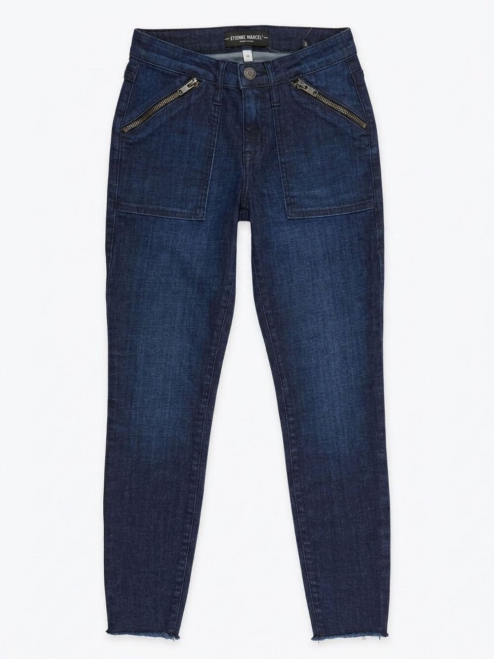 NWT Etienne Marcel EM1043 Chop Pocket Skinny Jeans 25 Dark Indigo Moto Raw Hem